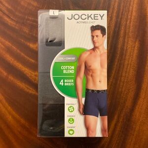 NWT Jockey 4 pk Men’s boxer briefs, Lg cotton in Grey, Dk Grey, Charcoal, Navy.
